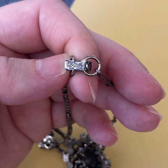 Vintage Coro choker necklace with faux opal + pink and green rhinestones - Picture 2 of 6